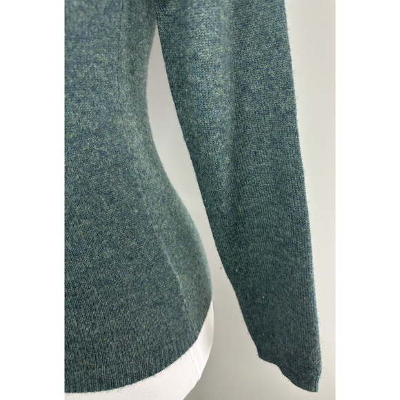 Tahari Pure Luxe 100% Cashmere Sweater Green Heather Crewneck Women’s XS - Picture 7 of 12